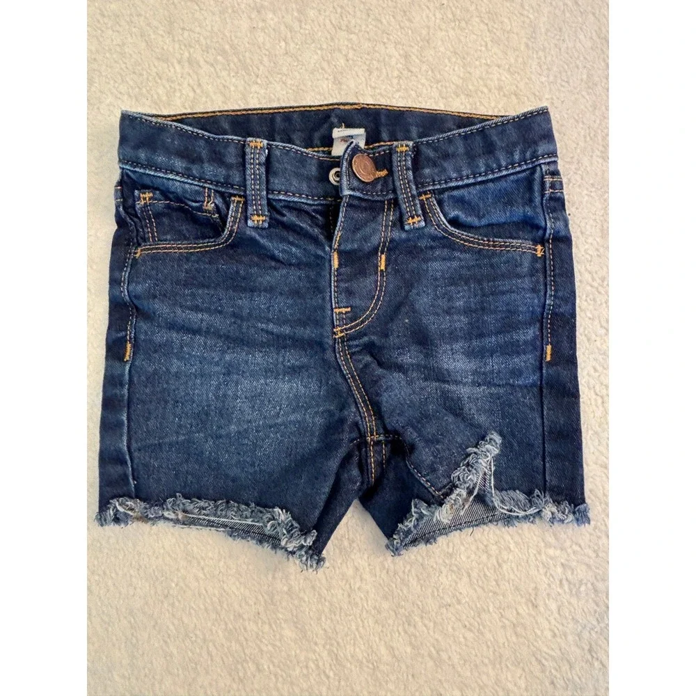 Old Navy Girls Dark Wash Distressed Raw Hem Denim Shorts Size 4T